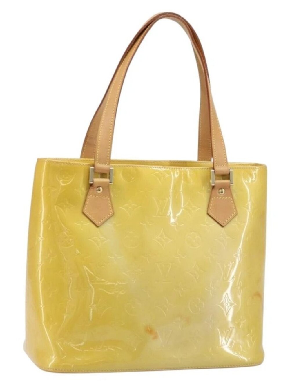 LOUIS VUITTON Monogram Vernis Houston Hand Bag Beige M91004 LV Auth ka2805